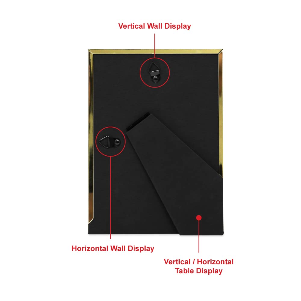 Laura Ashley 5x7 Black Enamel Picture Frame, Gold Metal Edge with Easel, for Countertop, Counterspace, Tabletop Display, Bookshe